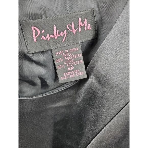 PINKY & ME  women’s 4P Black satin flare maxi cocktail dinner Dress - Picture 4 of 6